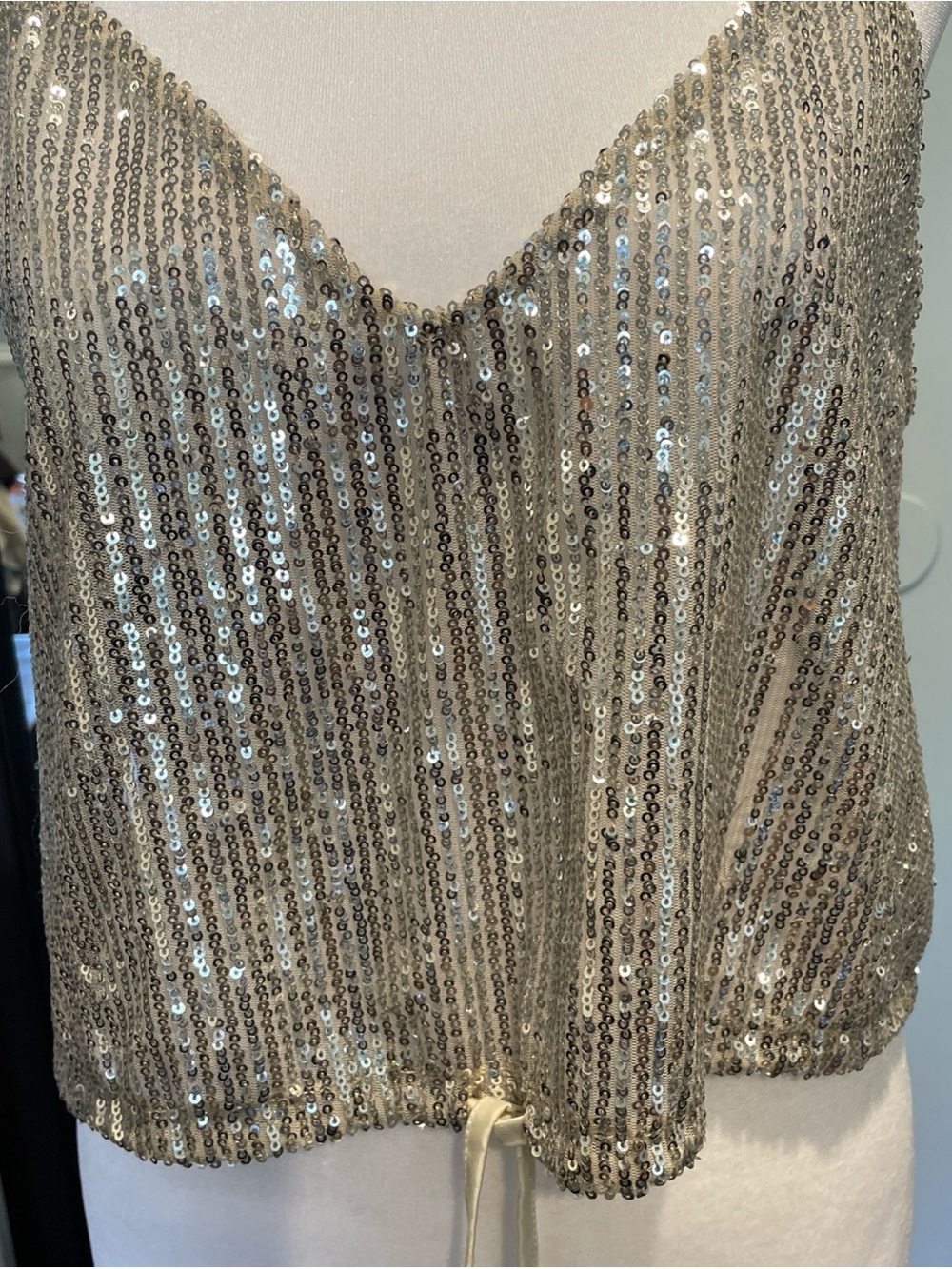 Zara Sequin Cami Tank Top (Med) Silver with tags but flaw. - Picture 2 of 9